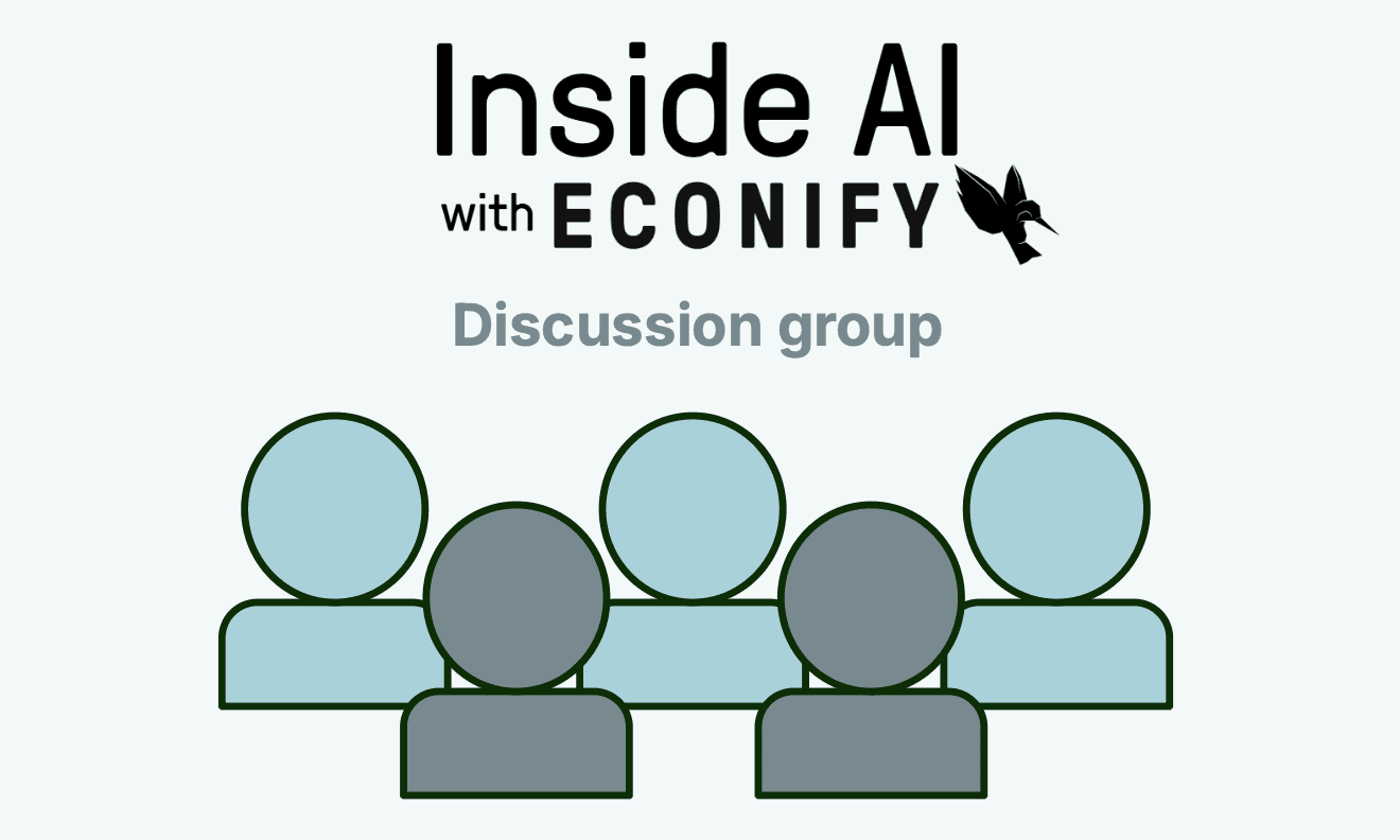 Inside AI with Econify Discussion Group Logo with participants in blue econify colours