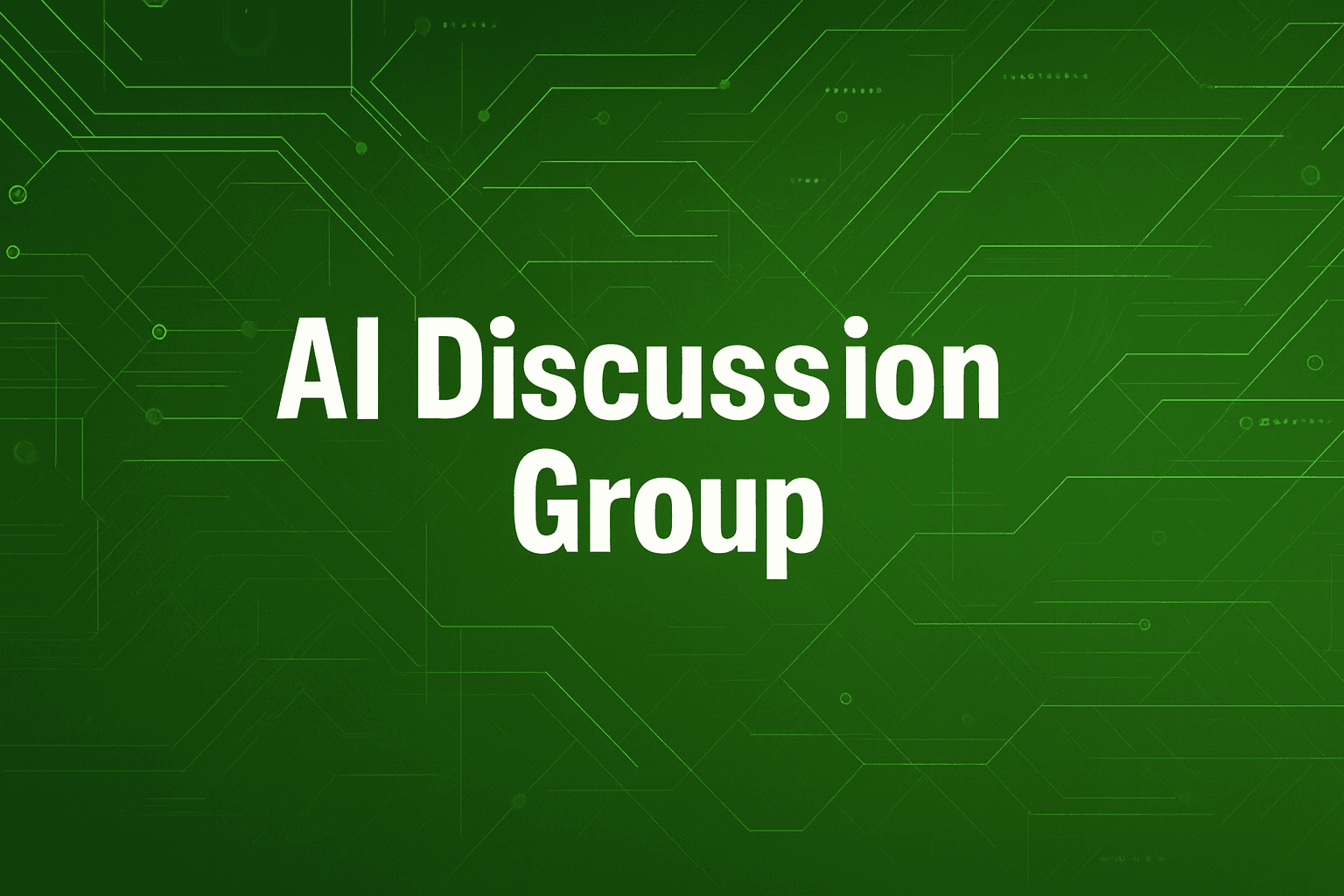 Abstract neural network on green background with text overlay "AI Working Group Recap"